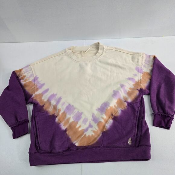 FP Movement Women’s Tie Dye Crewneck Sweatshirt Purple Beige Orange XS 6510 - Picture 1 of 9